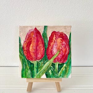 Tulips/watercolor flowers/red tulips