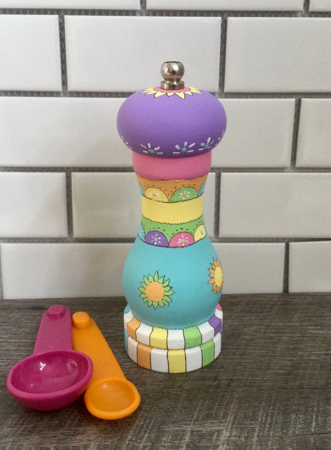 Painted pepper mill/ cute pepper grinder/ pastel grinder/ Etsy