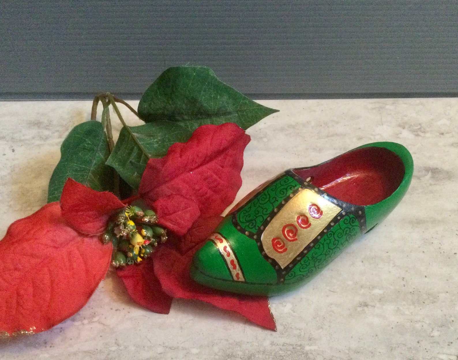 Chaussure peinte delfe/ chaussure de Noël/ chaussure verte Etsy