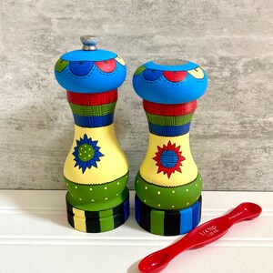 Whimsical salt and pepper/ salt and pepper set/ handpainted salt and pepper