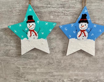 Snowman ornament/ star ornament/ tree decor