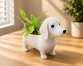 Cute Dachshund Planter Pot, Sausage Dog Succulent Planter, Wiener Dog Plant Pot, Dog Lover Gift, Indoor Desk Planter Decor