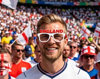 Gafas de fiesta para el Mundial de Inglaterra 2026, gafas para aficionados al fútbol, accesorios para celebrar partidos de fútbol.