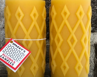 Pure Beeswax German Diamond Pillar