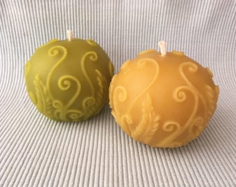Pure Beeswax Fern Ball Candle
