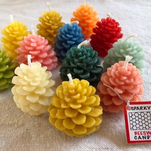 Pure Beeswax Pine Cone Tea Light, Holiday Candles, Stocking Stuffers, Party Favors