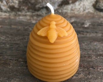 Pure Beeswax Small Bee Skep Candle, stocking stuffer, bee gift