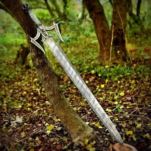 Custom Hand-Forged Damascus Viking Sword, Full Tang Medieval Viking Blade | Personalized Gift for Men | Display Collectible Anniversary Gift
