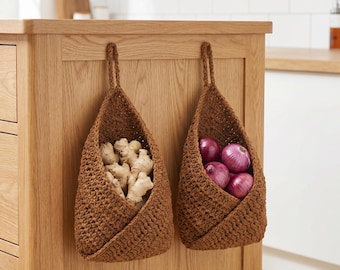 Hanging Fruit Basket, Handmade woven storage bag, Rustic Housewarming Gift,Household items,Floating storage rack,Hanging shelf