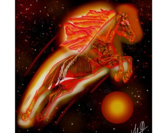 Year of the Fire Horse Matte Vertical Poster | 2026 Chinese Zodiac Illustration