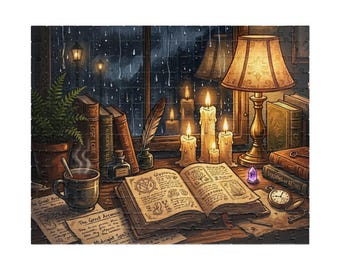 Cozy Puzzle! Rainy Coffee Shop Jigsaw Puzzle (252 520 1014 Pieces) Aesthetic Relaxing Hobby Gift Cottagecore Puzzle