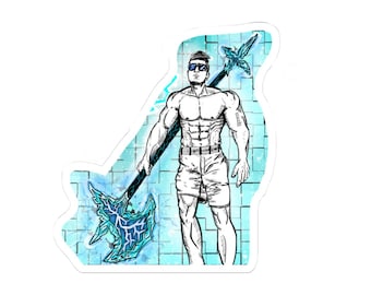 Ice Warrior Anime Kiss-Cut Sticker | Black & White Ice Aura