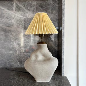 Handmade Ceramic Bedside Lamp with Sculptural Stoneware Base ,Boho Funky Neutral Table Lamp for Modern Interiors