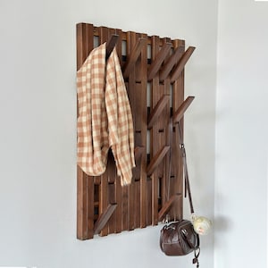 Walnut piano coat rack wall mount wood coat hook piano clothing rack key holder for wall rustic coat rack towel hooks hat hanger