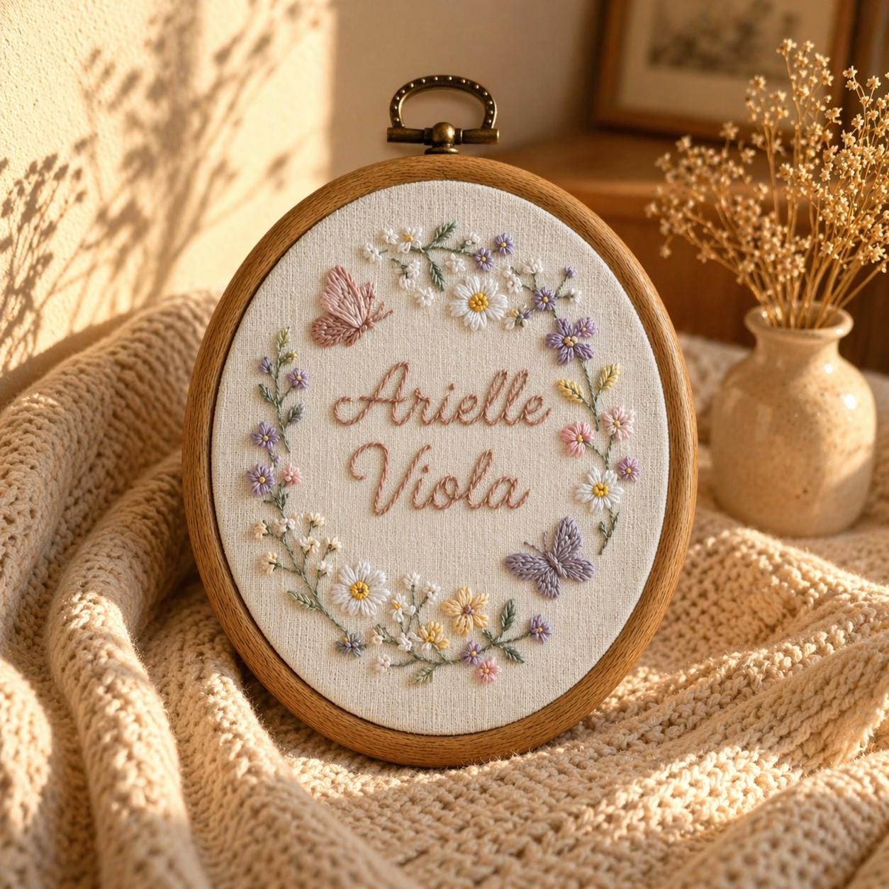 Personalized Embroidery Hoop Name Sign, Custom Baby Name Wall Art ...