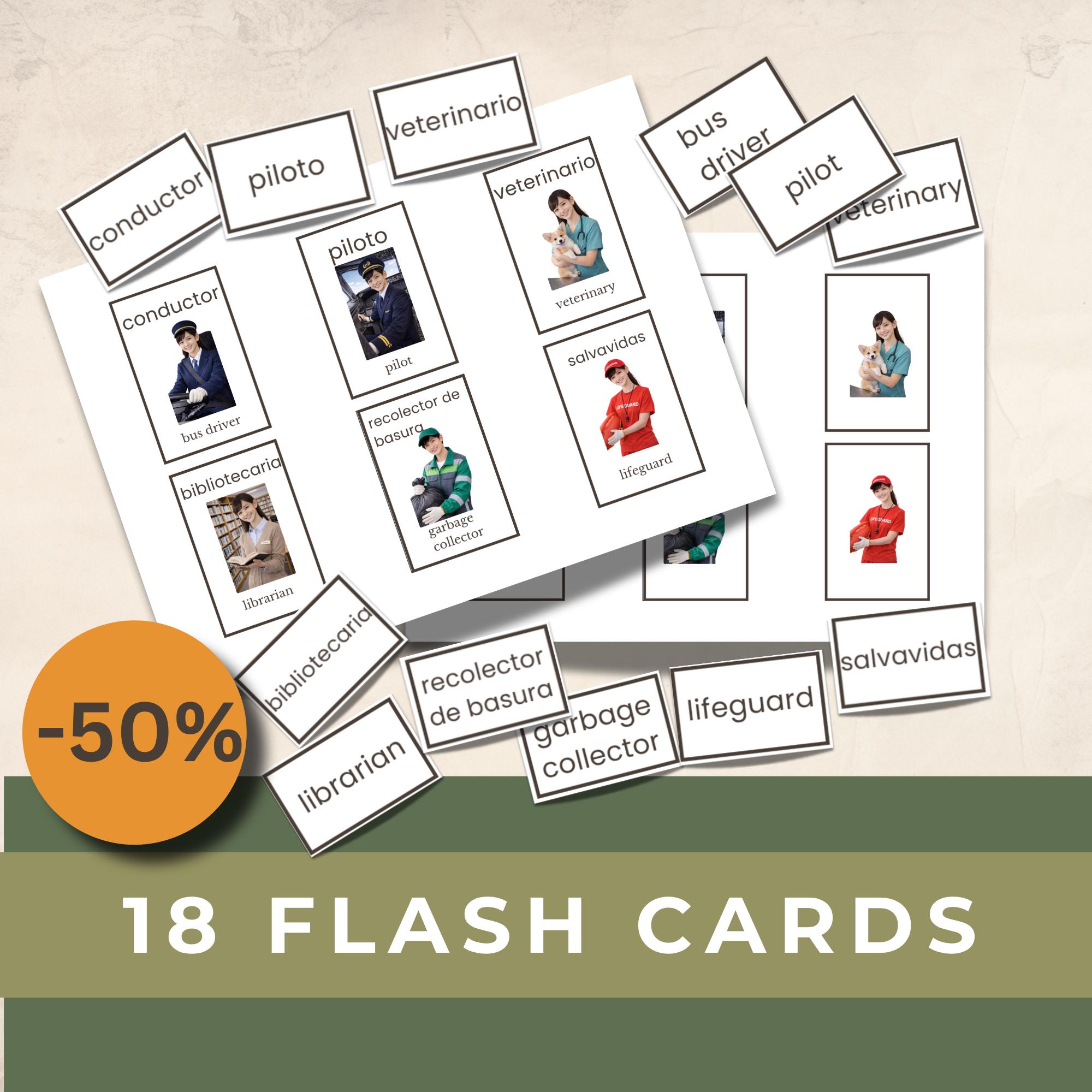 Community Helpers Jobs Flashcards for Bilingual Kids. Montessori ...