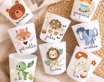 Personalized unbreakable children's cup – BPA free – Named cup for school, nursery, or preschool – Personalized children's gift – Animals