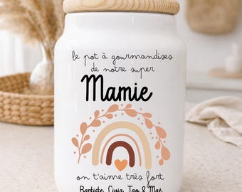 Pot à biscuits personnalisé mamie – Cadeau fête des grands-mères – Pot à cookies en céramique personnalisable – Cadeau Mamie
