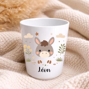 Tazza per bambini personalizzata con nome – Infrangibile, senza BPA – Tazza per la scuola, l'asilo o la scuola materna – Regalo personalizzato per bambini con animali Ane