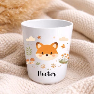 Tazza per bambini personalizzata con nome – Infrangibile, senza BPA – Tazza per la scuola, l'asilo o la scuola materna – Regalo personalizzato per bambini con animali Renard