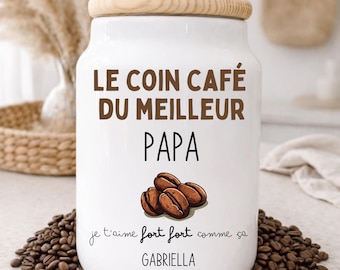 Pot à café personnalisé Papa – Cadeau papa – Pot café papa avec prénoms – Fête des pères – Cadeau personnalisé papa - Cadeau noël papa