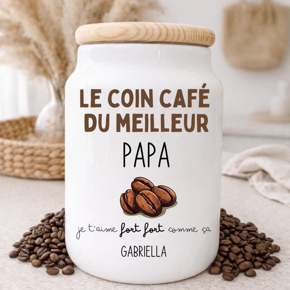Pot à café personnalisé Papa – Cadeau papa – Pot café papa avec prénoms – Fête des pères – Cadeau personnalisé papa - Cadeau noël papa