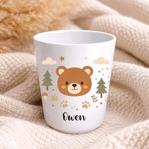 Tazza per bambini personalizzata con nome – Infrangibile, senza BPA – Tazza per la scuola, l'asilo o la scuola materna – Regalo personalizzato per bambini con animali Ours