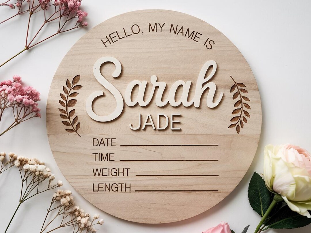 Personalized Baby Name Sign – Custom 3D Wooden Birth Announcement With ...