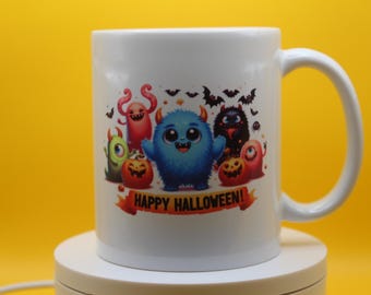 Spooky Cute Halloween Mug - Fluffy Monster & Witch Cup - Kawaii Fall Decor - Trick or Treat Coffee Mug - Halloween Gift