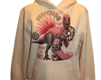 Sudadera con capucha de Carl de Dungeon Crawler - Princesa Donut y Mongo el Dinosaurio - Sudadera Desperado Club "Tan divertida que duele" - Estilo oficial LitRPG