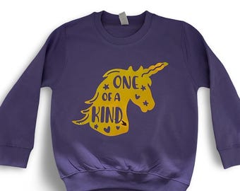 Kids “One of a Kind” Unicorn Sweatshirt – Magical Girls Jumper – Cute Unicorn Gift – Children’s Birthday Outfit – Cosy Winter Sweater