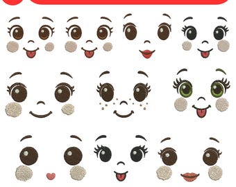 Cute Doll Face Machine Embroidery Designs Eyes For Dolls Design Eyes Embroidery Face Embroidery Rag Doll Face Doll Eyes Pes 3+Sizes Download