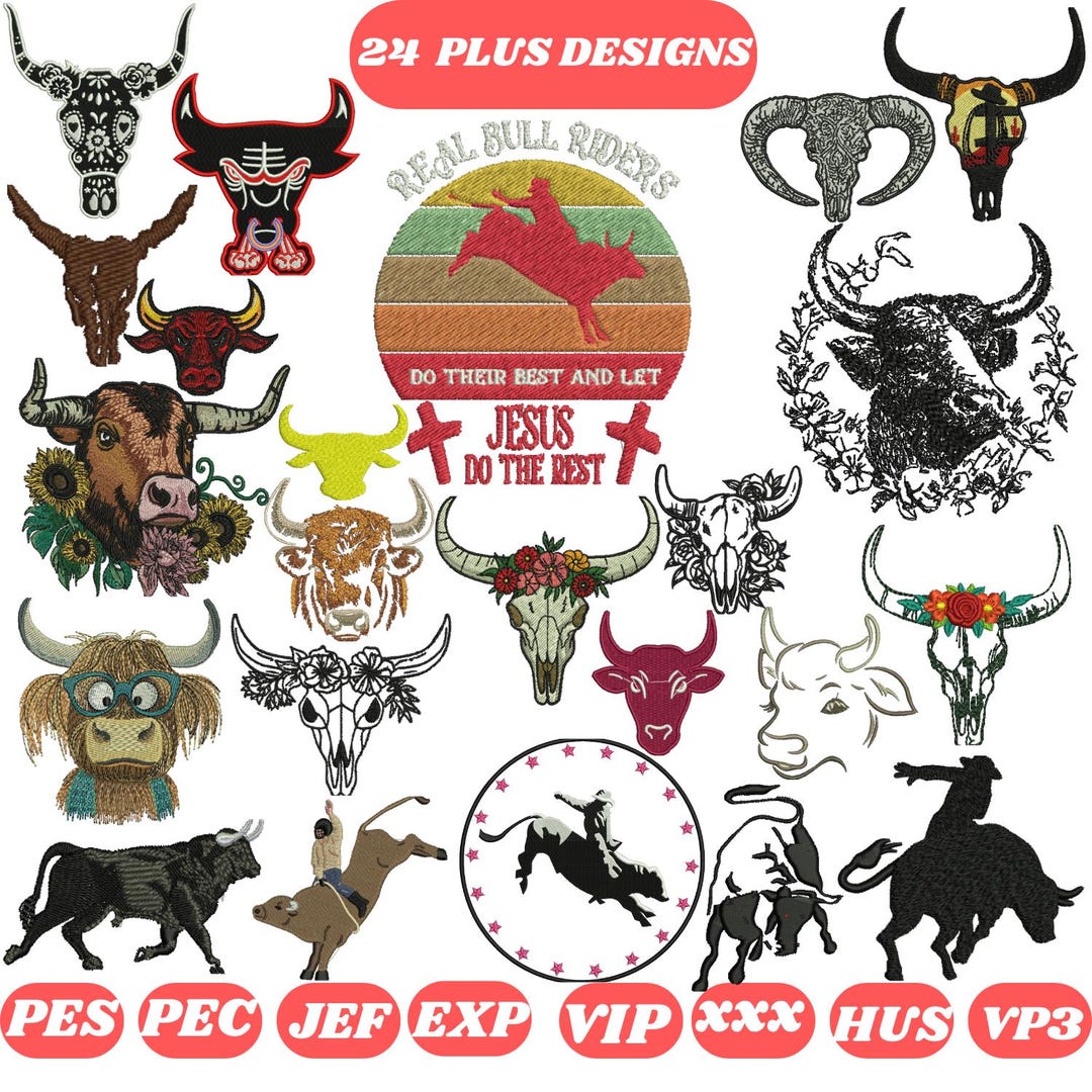 Bull Rider Embroidery Bull Terrier Embroidery Design Bundle Pit Bull Design Baby Embroidery ...