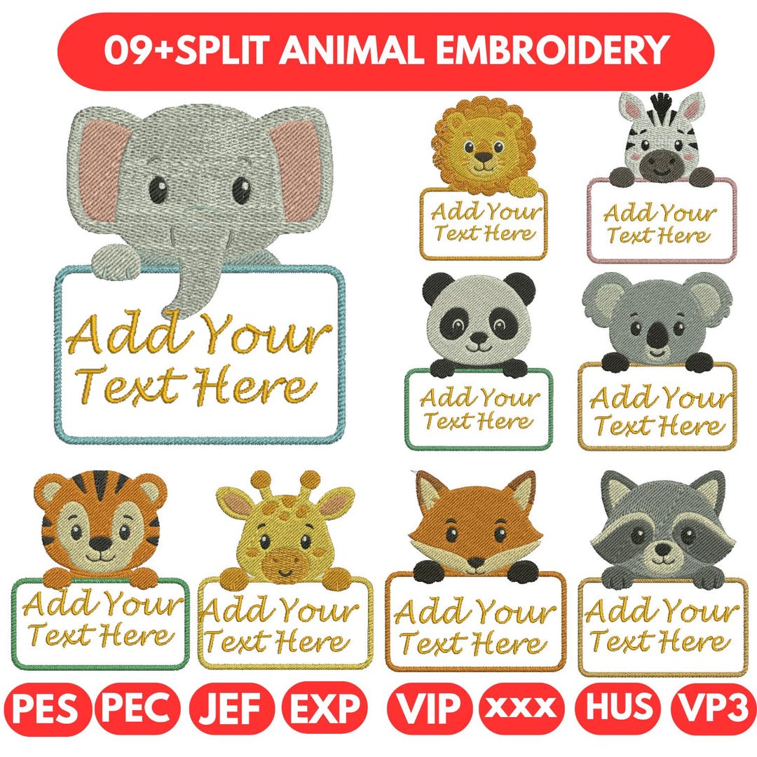 Baby Animal Split Frame Machine Embroidery Desigsn All Safari Animal ...