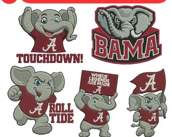 Alabama Machine Embroidery Design Football Alabama Embroidery Designs Elephant Design Alabama Football Alabama Roll Tide Pes 3 Size Download