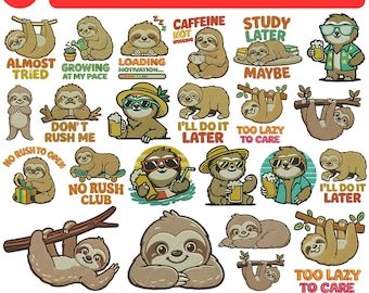 Sloth Machine Embroidery Design Realistic Sloth on Branch Design Sloth sleeping Trendy Embroidery Baby Little Sloth 5+Sizes Instant Download