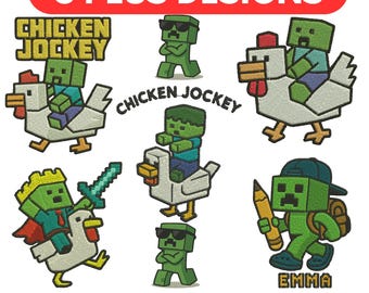 Chicken Jokey Playing Embroidery Designs Bundle Games Characters Bundle Gamer Machine Embroidery Chicken Jokey Embroidery Files Chicken File