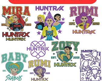 Anime Girls Machine Embroidery Designs Bundle Kpop Demon Hunters Embroidered Anime Girls Rumi Zoey Mira Embroidery 3+size Instant Downloads
