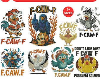 Huhn Meme Maschinenstickerei, lustiges Huhn Stickerei F-Caw-F Huhn Stickerei Huhn-Liebhaber Stickerei 3 + Größe Instant Download