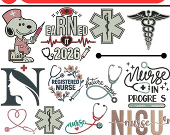 Nurse Machine Embroidery Design Nursing Embroidery Registered Nurse Embroidery Medical Caduceus Embroidery Medical PES 5+Sizes Digital Files