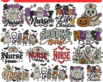 Spooky Nurse Machine Embroidery Design,Halloween Nurse Applique Embroidery Desing, Spooky Nurse Embroidery File,5+Sizes,All Format Download