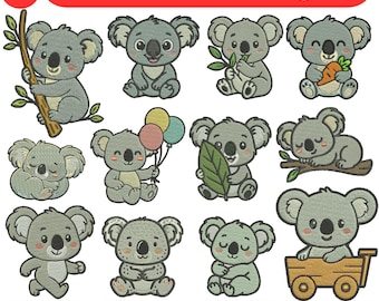 Koala Machine Embroidery Design Koala Bear Embroidery Cute Koala Embroidery Baby Koala Animal Embroidery Mini Koala PES 5+Size Download File