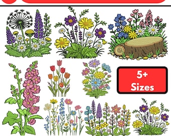 Wildflower Machine Embroidery Design Flowers Meadow Embroidery Botanical Flowers Embroidery Garden Embroidery Nature PES DST 5+Size Download