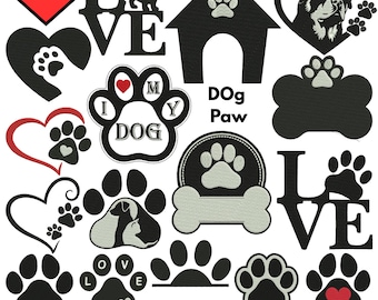 Floral Paw Print Machine Embroidery Design Mini Dog Paw Embroidery Dog Floral Footprint Embroidery PES File Digital Instant Download 5+Sizes