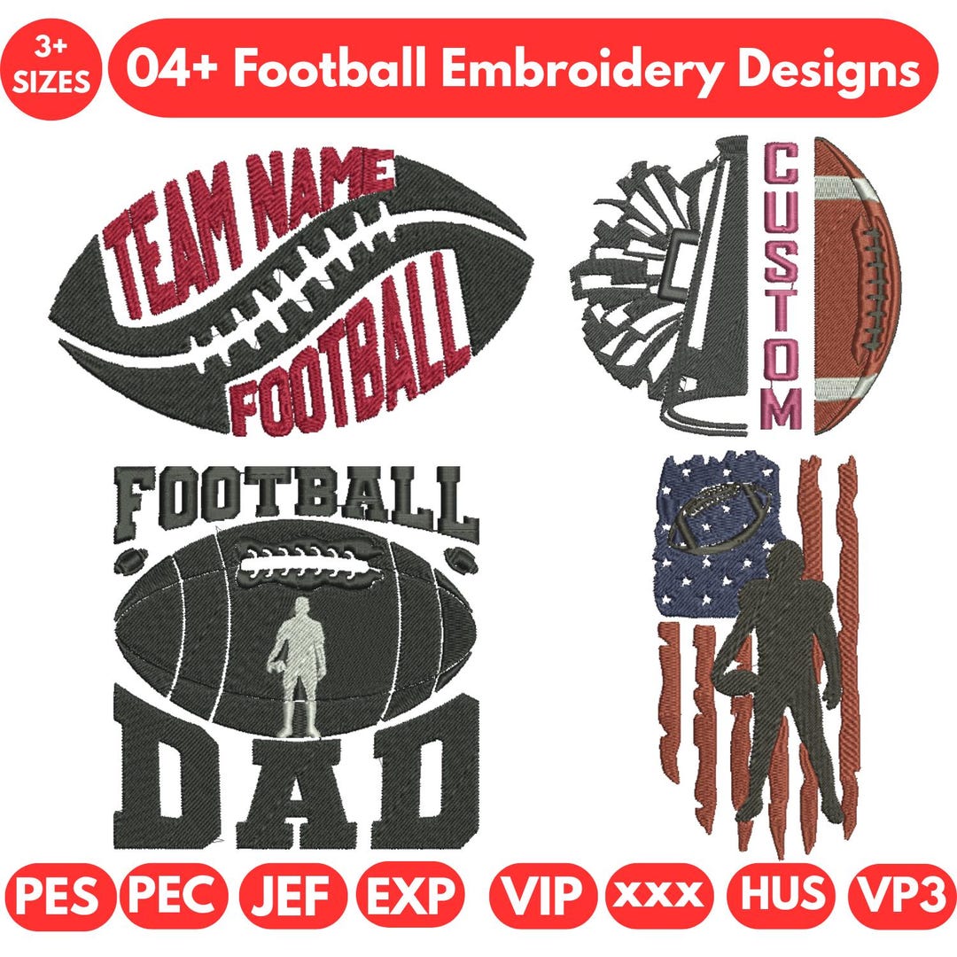 American Football Machine Embroidery Design Mini Football Embroidery ...