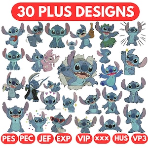 Stitch LiLo Machine Embroidery Design Bundle  Stitch LiLo Designs  Floral Stitch Embroidery,  Cute Stitch Embroidery Pattern Disney Stitch