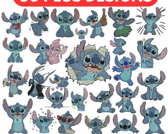 Pacchetto di disegni per ricamo a macchina Stitch LiLo Stitch LiLo Designs Ricamo floreale Stitch, modello carino per ricamo Stitch Disney Stitch