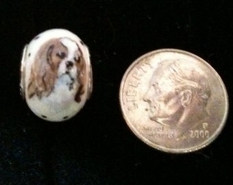 Cavalier King Charles Large Hole Bead with Sterling