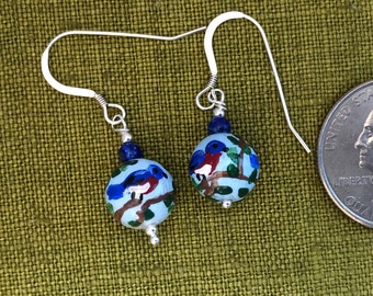 Bluebird Earrings-Hand Painted Jewelry-Bluebird Jewelry
