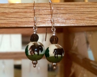 Moose Earrings-Hand Painted Jewelry